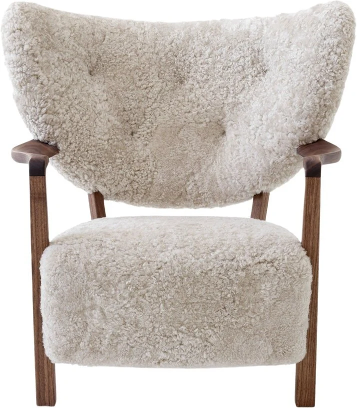 Fauteuil lounge en noyer huilé et bouclé blanc cassé 85 x 85 x 84 cm Wulff ATD2 - &tradition