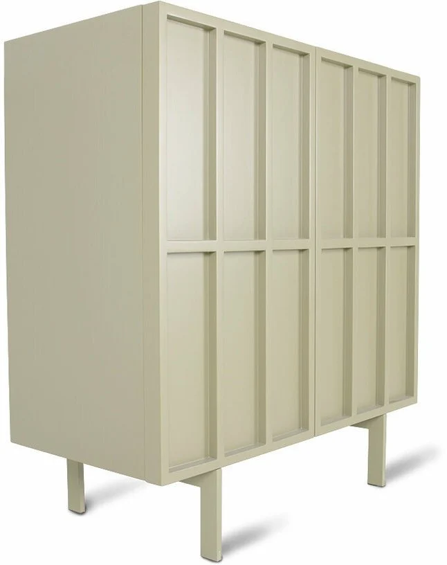 Buffet haut en bois mdf et métal caillou 80 x 40 x 89 cm - Hkliving