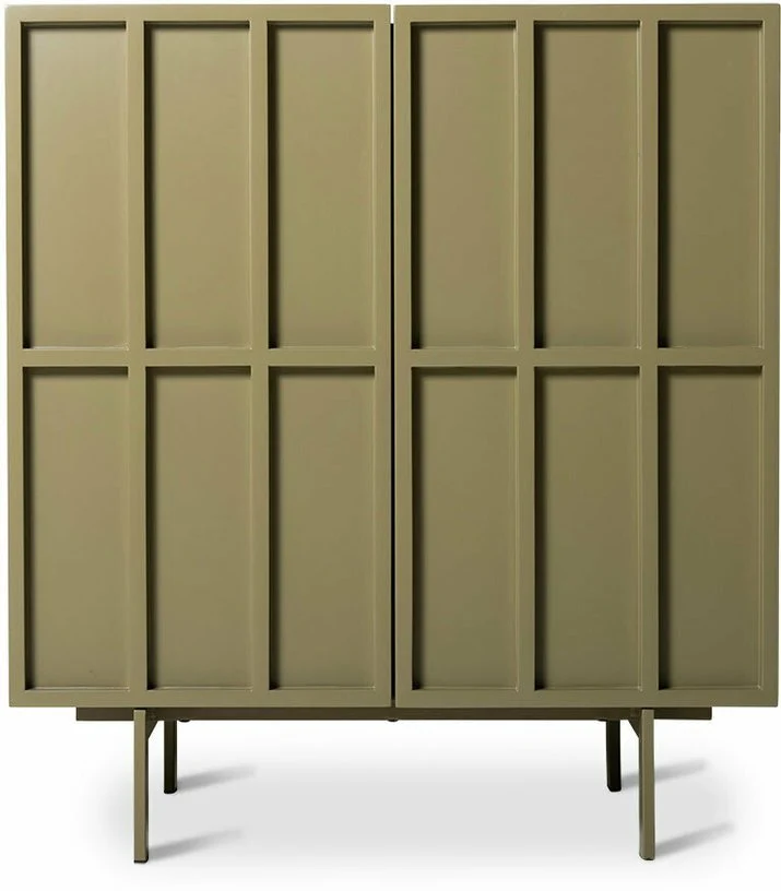 Buffet haut en bois mdf et métal vert olive 80 x 40 x 89 cm - Hkliving