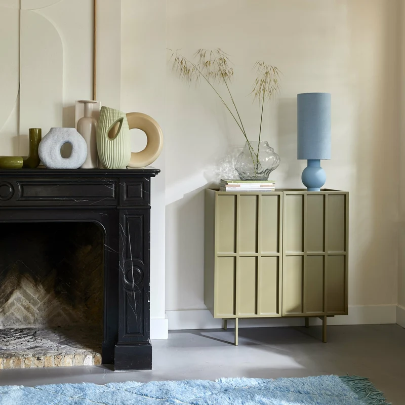 Buffet haut en bois mdf et métal vert olive 80 x 40 x 89 cm - Hkliving