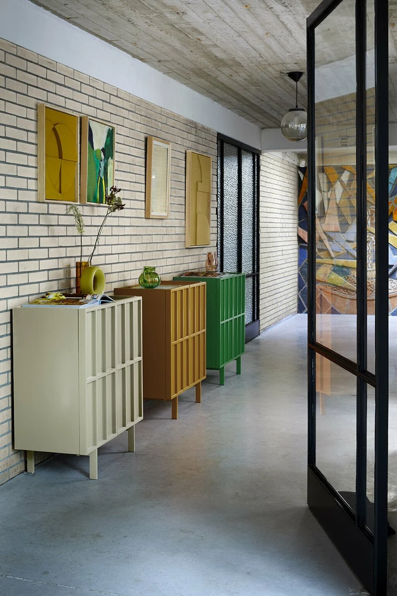 Buffet haut en bois mdf et métal orange gingembre 80 x 40 x 89 cm - Hkliving