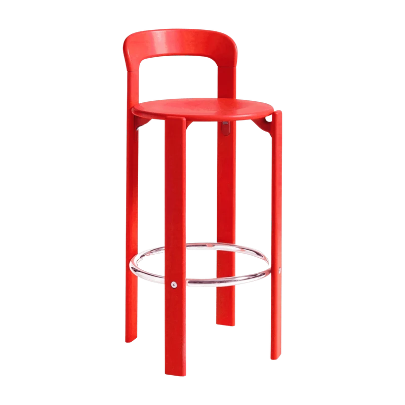 Chaise de bar en bois de hêtre rouge scarlet 75 cm Rey - HAY