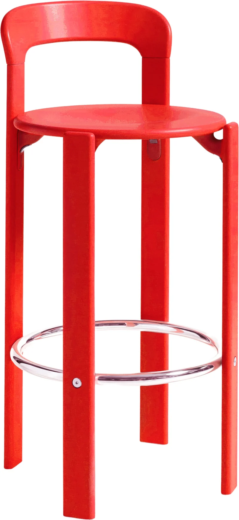 Chaise de bar en bois de hêtre rouge scarlet 75 cm Rey - HAY