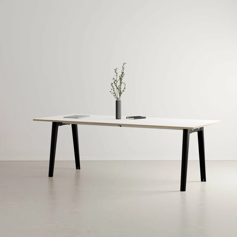 Table à manger en stratifié blanc 190 x 95 cm piètements noirs New Modern - Tiptoe