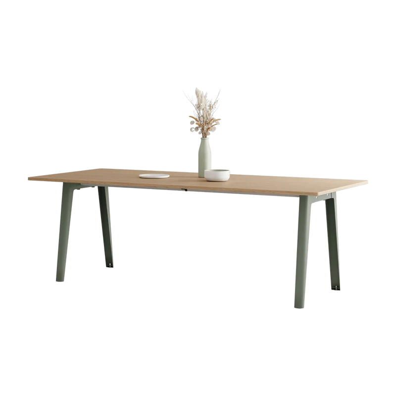 Table à manger en chêne éco-certifié 220 x 95 cm piètements gris eucalyptus New Modern - Tiptoe
