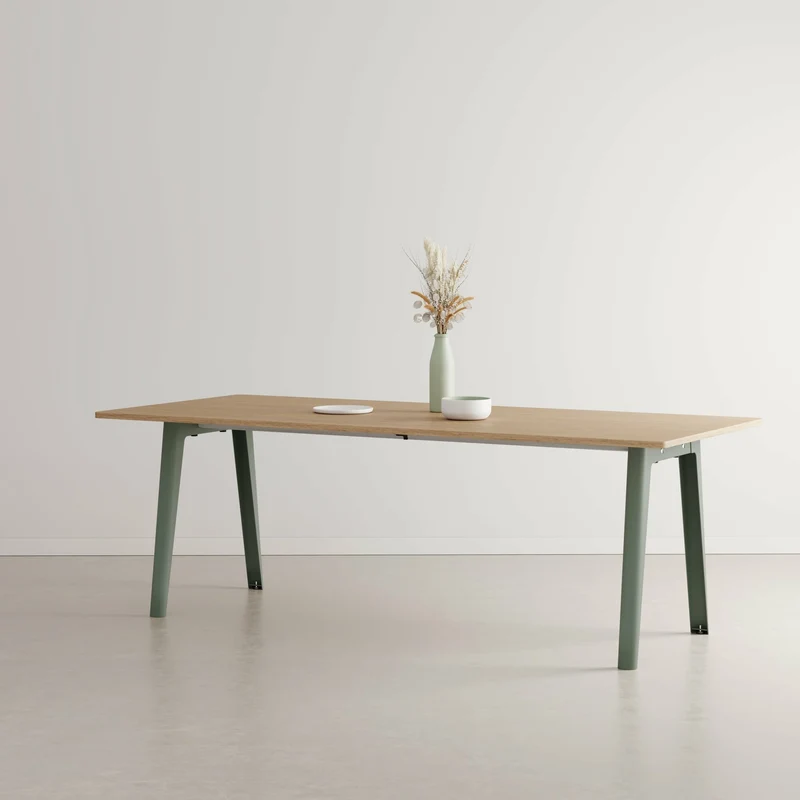 Table à manger en chêne éco-certifié 220 x 95 cm piètements gris eucalyptus New Modern - Tiptoe