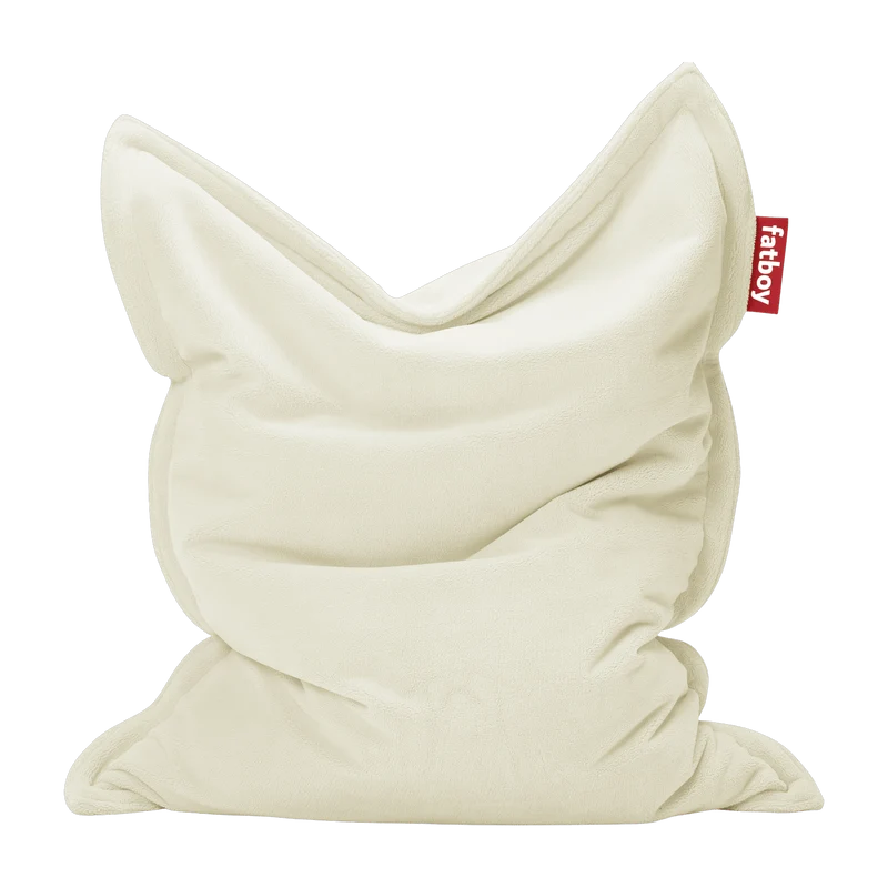 Pouf en tissu écru Slim Teddy Original - Fatboy