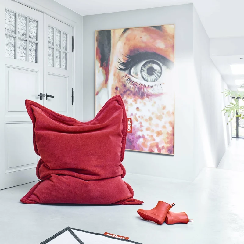 Pouf en tissu écru Slim Teddy Original - Fatboy