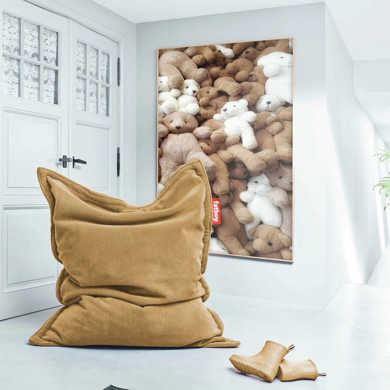 Pouf en tissu rose Slim Teddy Original - Fatboy