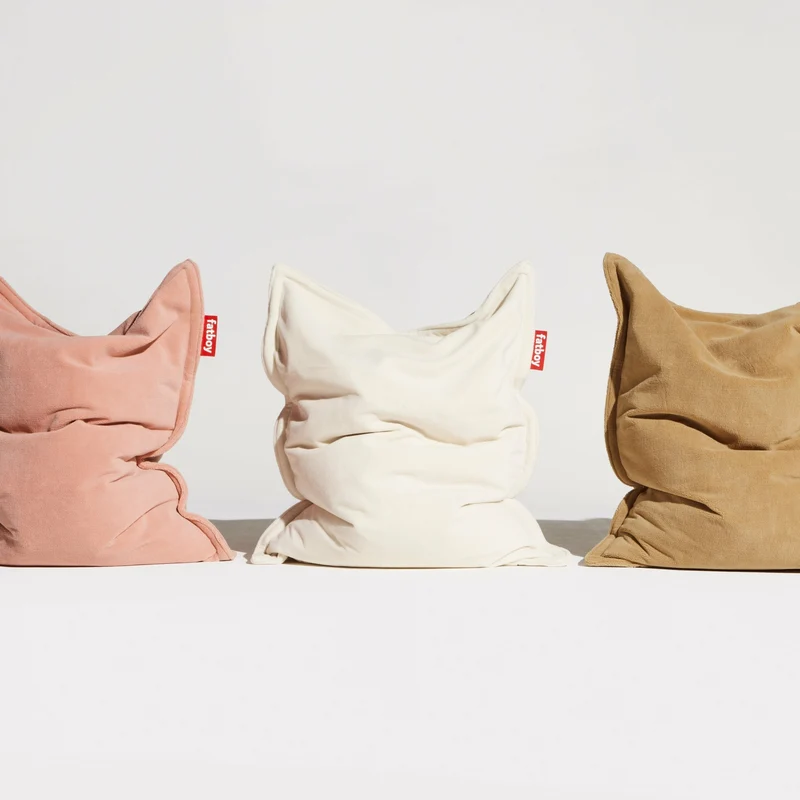 Pouf en tissu beige Slim Teddy Original - Fatboy