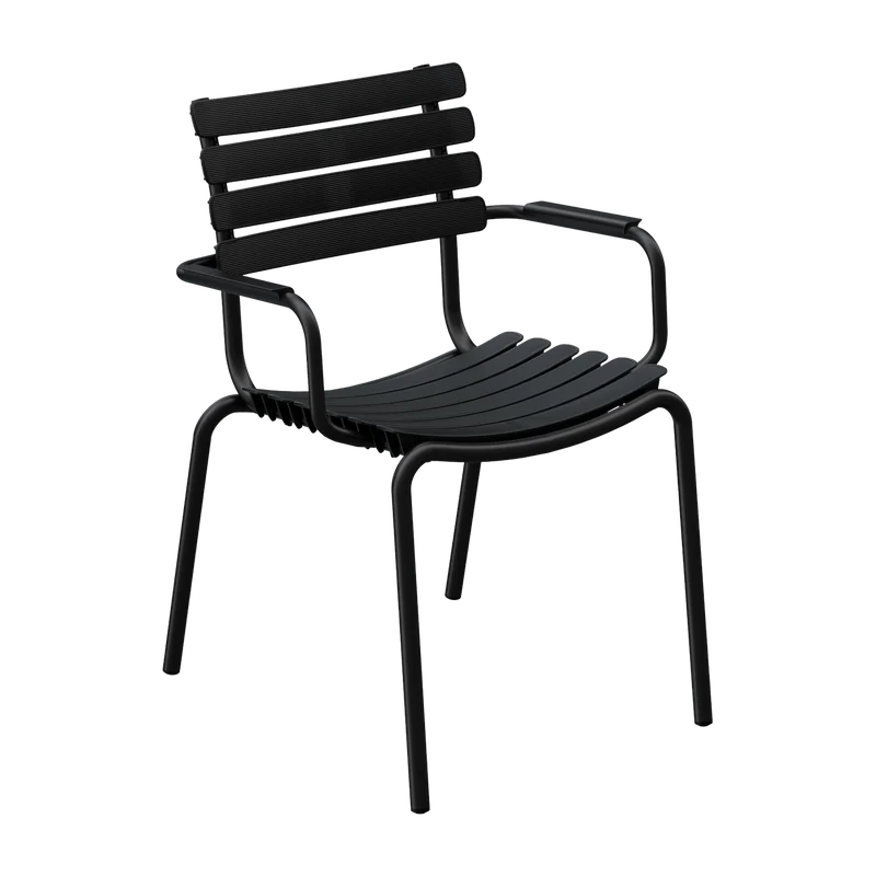 Chaise en plastique recyclé et aluminium noire Reclips - Houe