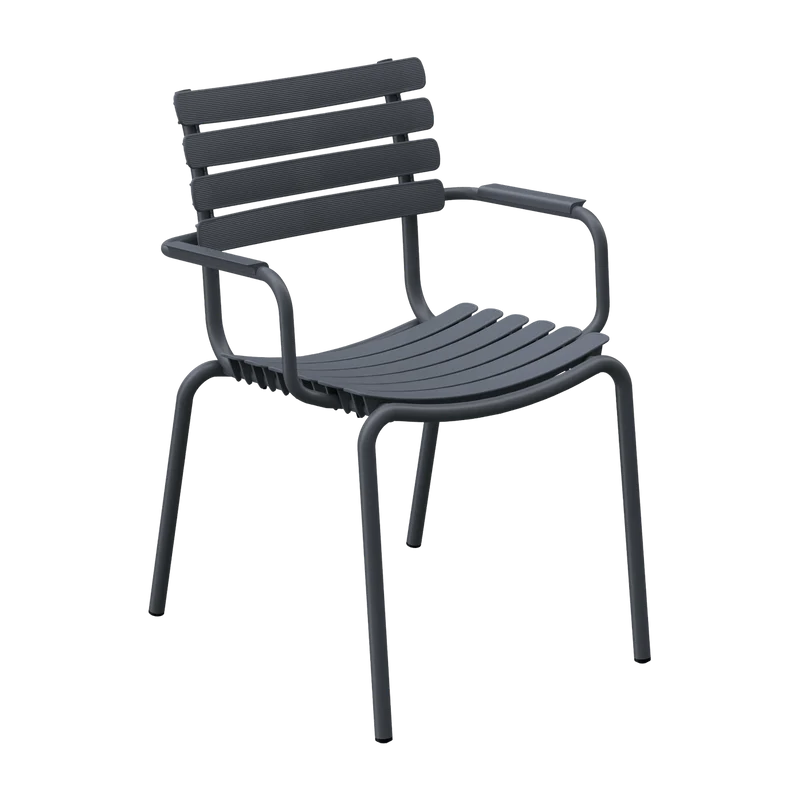 Chaise en plastique recyclé et aluminium grise Reclips - Houe