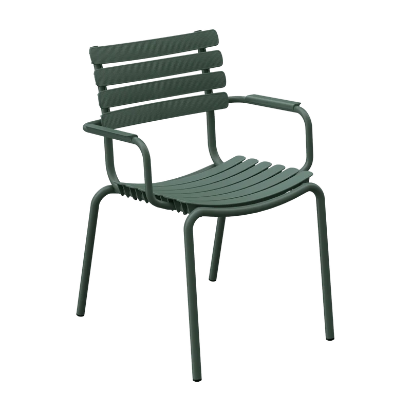 Chaise en plastique recyclé et aluminium vert olive Reclips - Houe