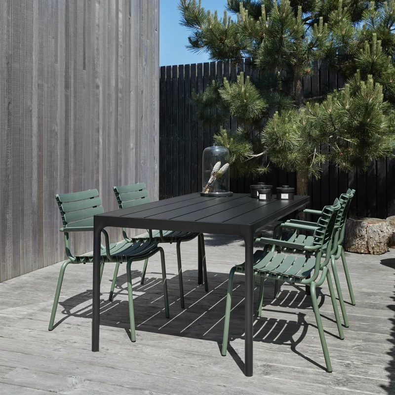 Chaise en plastique recyclé et aluminium vert olive Reclips - Houe