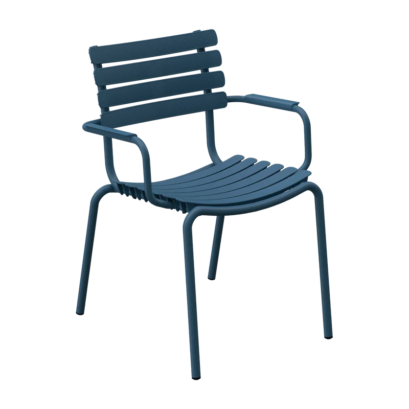 Chaise en plastique recyclé et aluminium bleu ciel Reclips - Houe