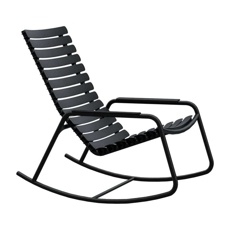 Rocking chair en plastique recyclé et aluminium noir Reclips - Houe
