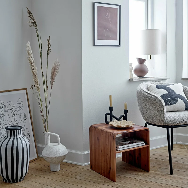 Chaise avec accoudoirs en tissu gris Cortone - Bloomingville