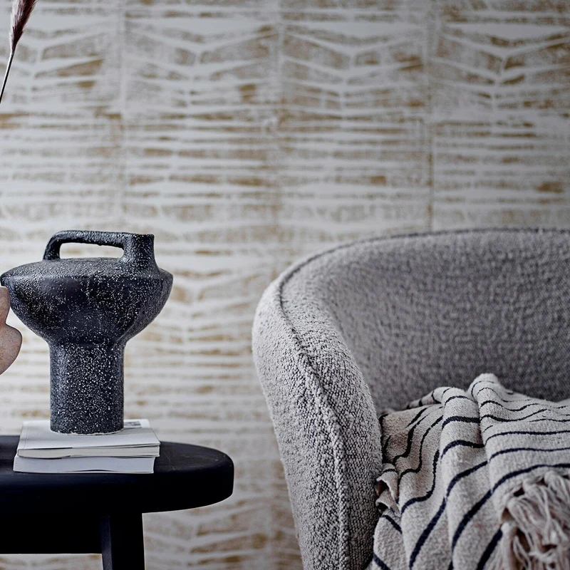 Chaise avec accoudoirs en tissu gris Cortone - Bloomingville