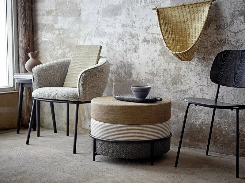 Chaise avec accoudoirs en tissu gris Cortone - Bloomingville