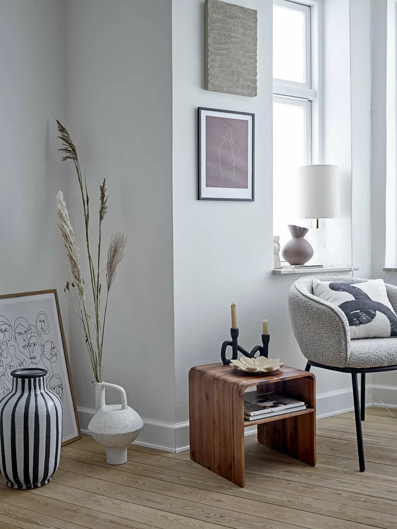 Chaise avec accoudoirs en tissu gris Cortone - Bloomingville