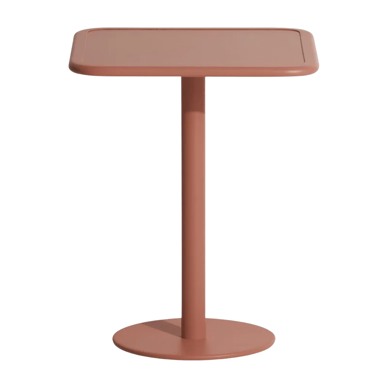 Table de bistrot carrée en aluminium outdoor terracotta Week end - Petite friture