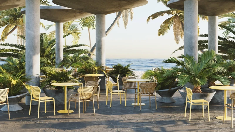 Table de bistrot ronde en aluminium outdoor terracotta Week end - Petite friture