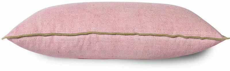 Coussin rose liseré vert 60 x 35 cm Bouquet - HKliving