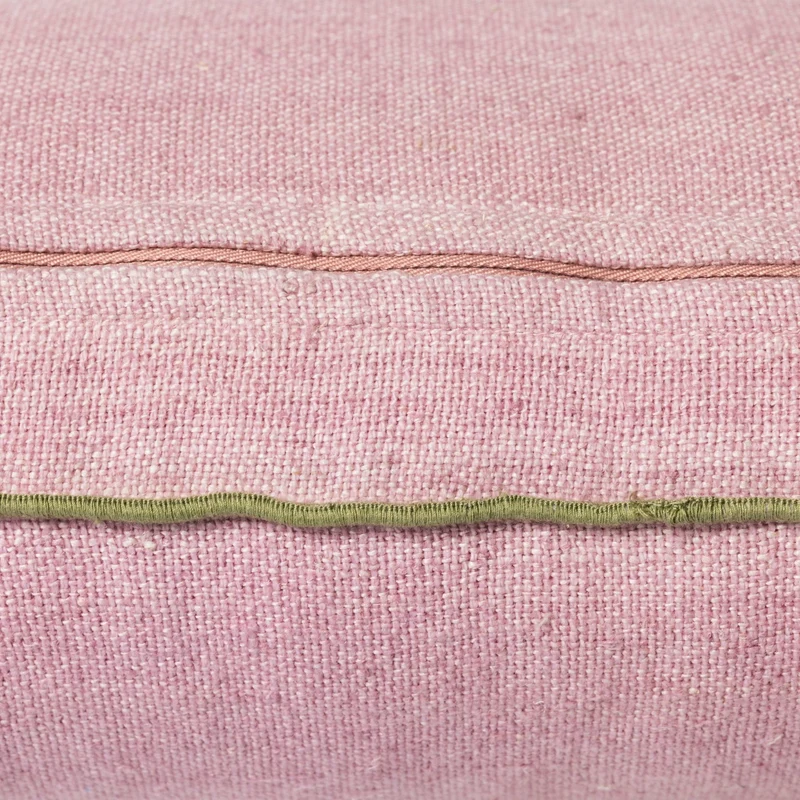 Coussin rose liseré vert 60 x 35 cm Bouquet - HKliving