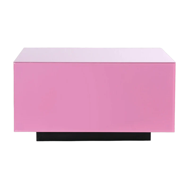 Table basse carrée en verre rose 60x60x32cm Block L - HKliving