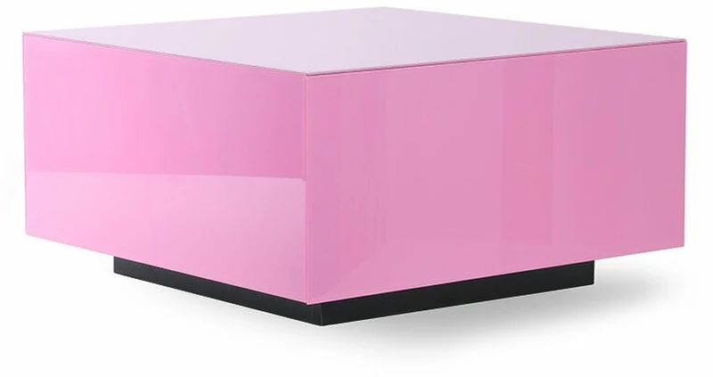 Table basse carrée en verre rose 60x60x32cm Block L - HKliving