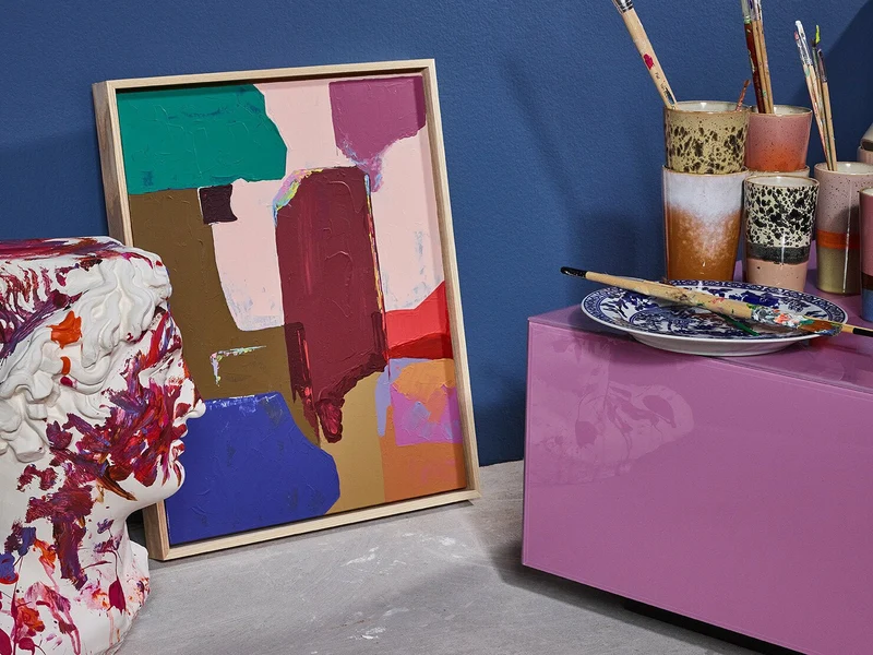 Table basse carrée en verre rose 60x60x32cm Block L - HKliving