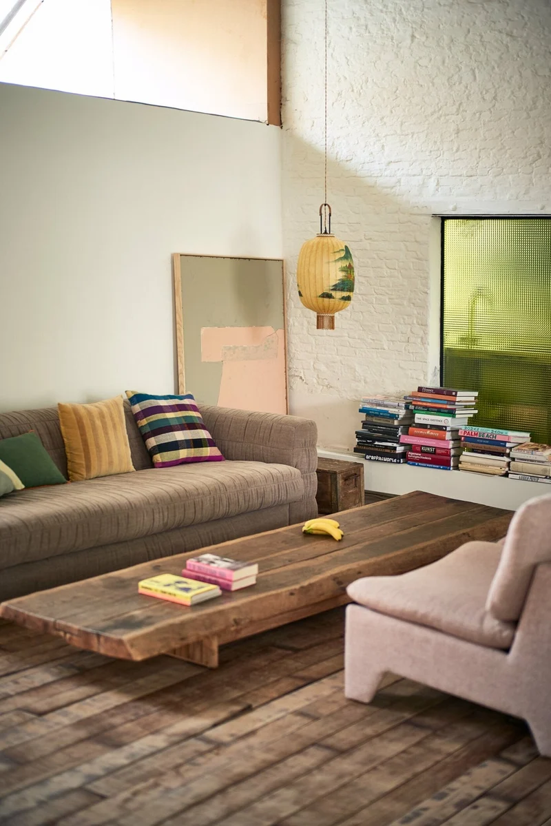 Peinture abstraite Olive/Nu 100X120Cm - HKLIVING