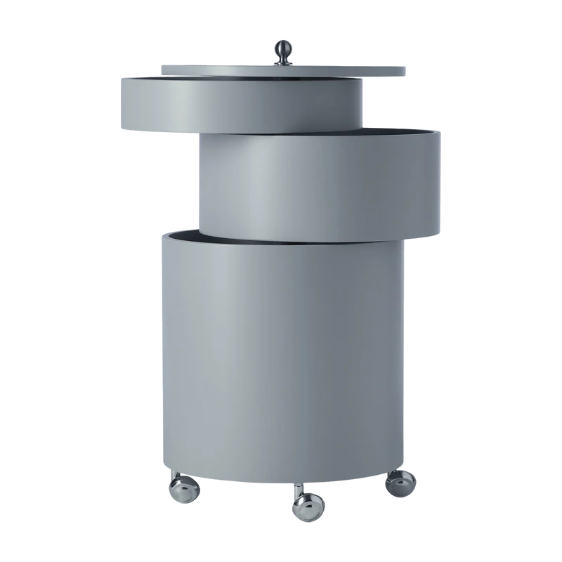 Table d'appoint sur roues en bois moulé gris lilas Barboy - Verpan