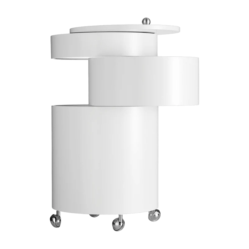 Table d'appoint sur roues en bois moulé blanche Barboy - Verpan