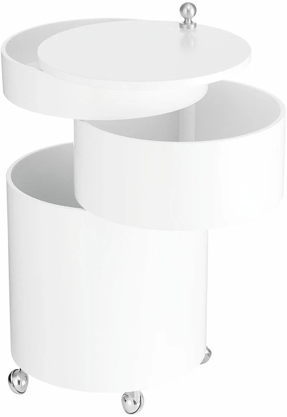 Table d'appoint sur roues en bois moulé blanche Barboy - Verpan