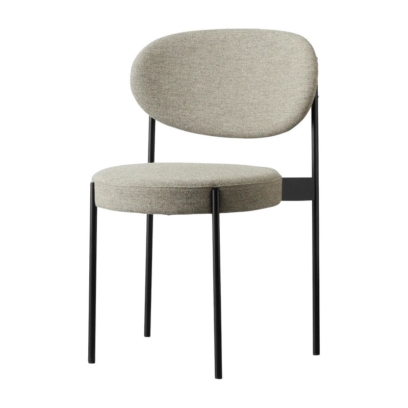 Chaise rembourrée en tissu beige avec cadre métallique noir 430 Chair - Verpan