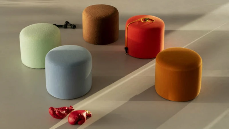 Pouf rond en laine bleu Bon - Hem