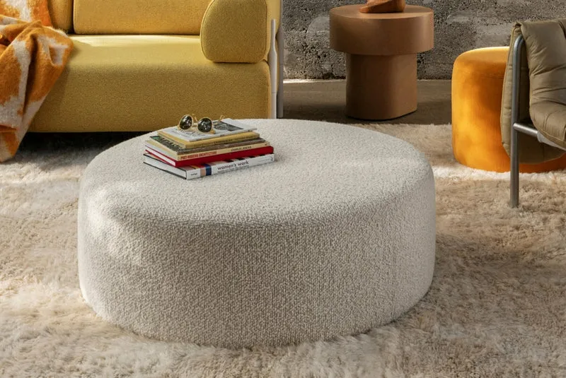Pouf rond large en laine beige Bon - Hem