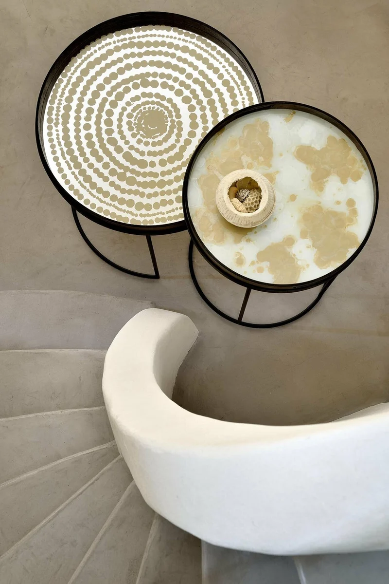 Plateau rond en miroir Gold Beads - Ethnicraft Accessories