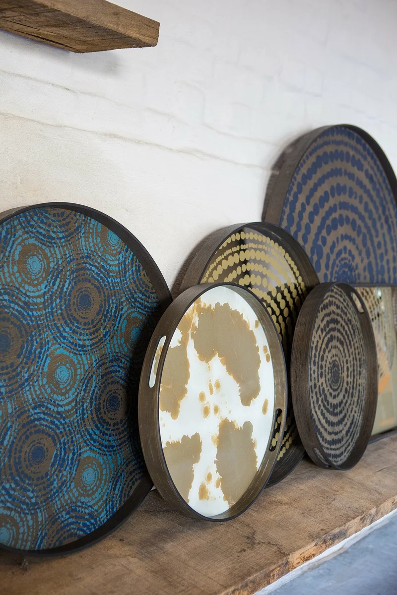 Plateau rond en miroir Gold Beads - Ethnicraft Accessories