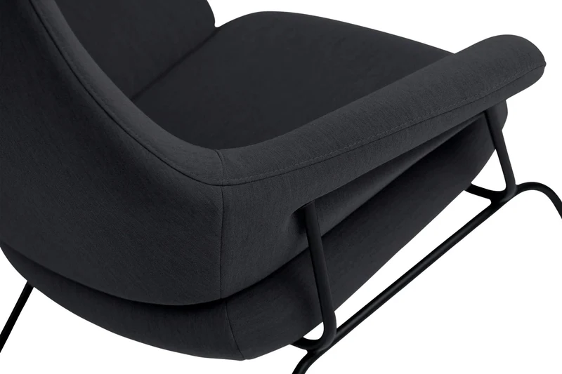 Fauteuil en laine noir avec pouf Hai - Hem