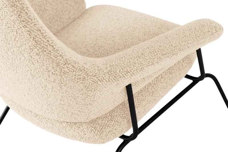Fauteuil en laine beige avec pouf Hai - Hem