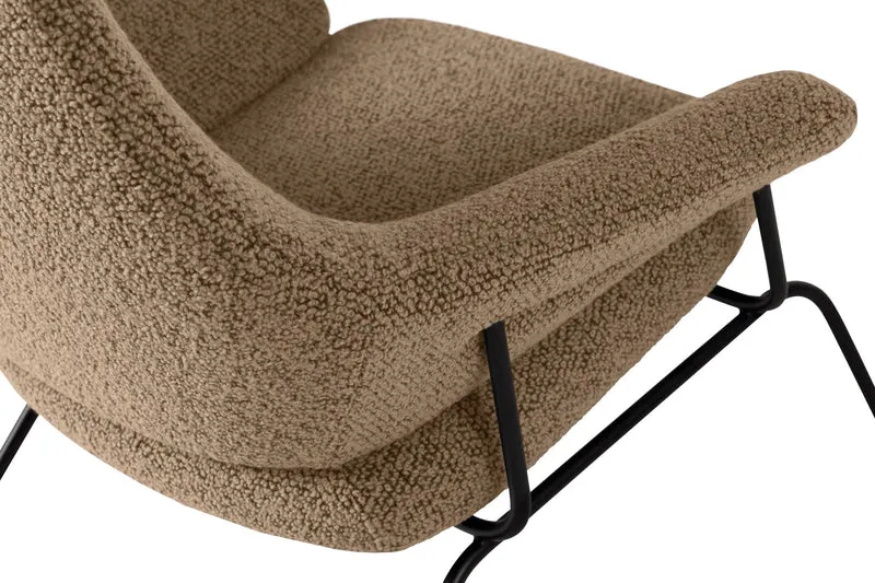 Fauteuil en laine marron avec pouf Hai - Hem