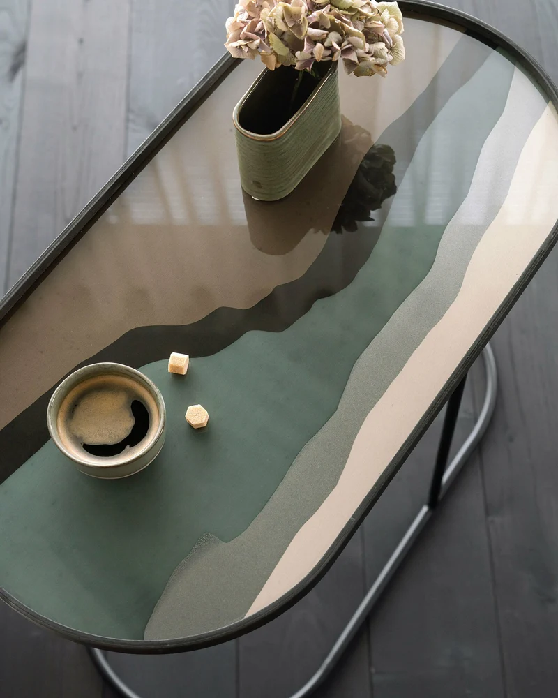 Plateau ovale en verre Graphite Wabi Sabi - Ethnicraft Accessories