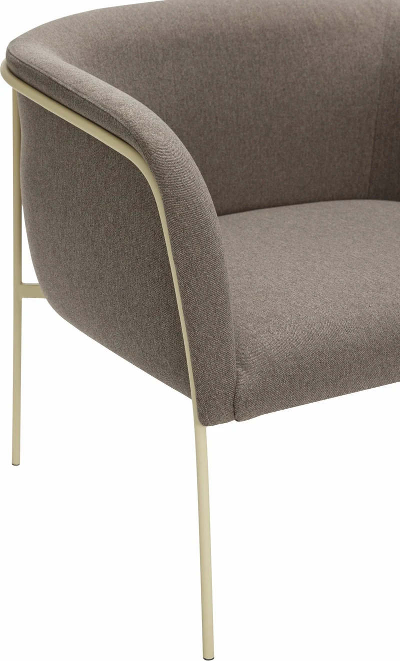Fauteuil en polyester marron et acier jaune Eyrie - Hübsch