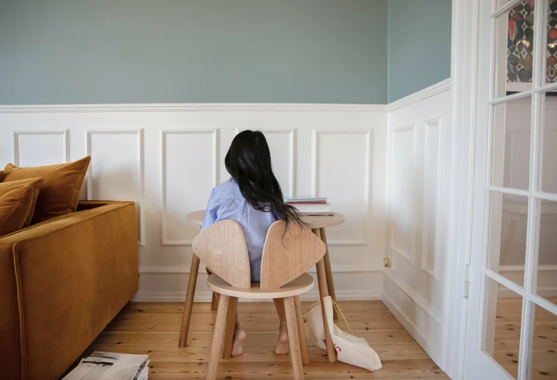Chaise en bois pour enfant écru Mouse School - Nofred