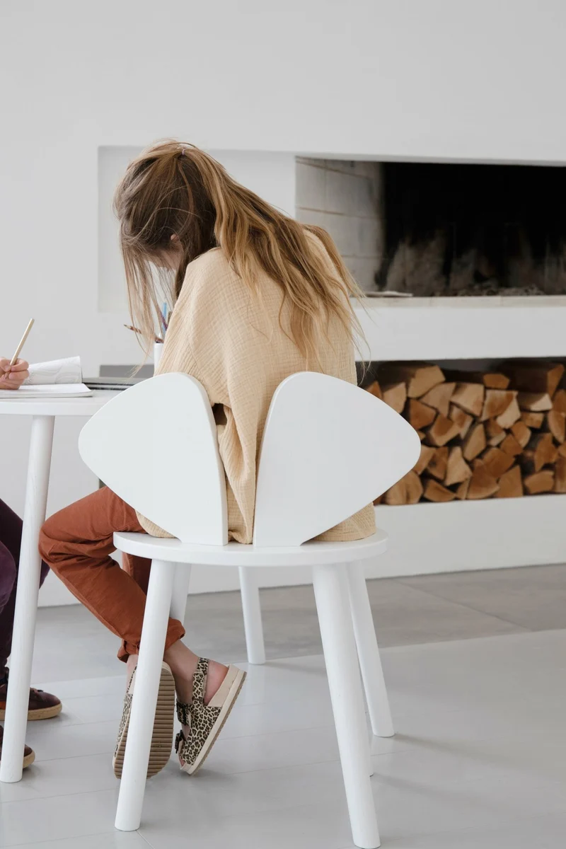 Chaise en bois pour enfant blanche Mouse School - Nofred