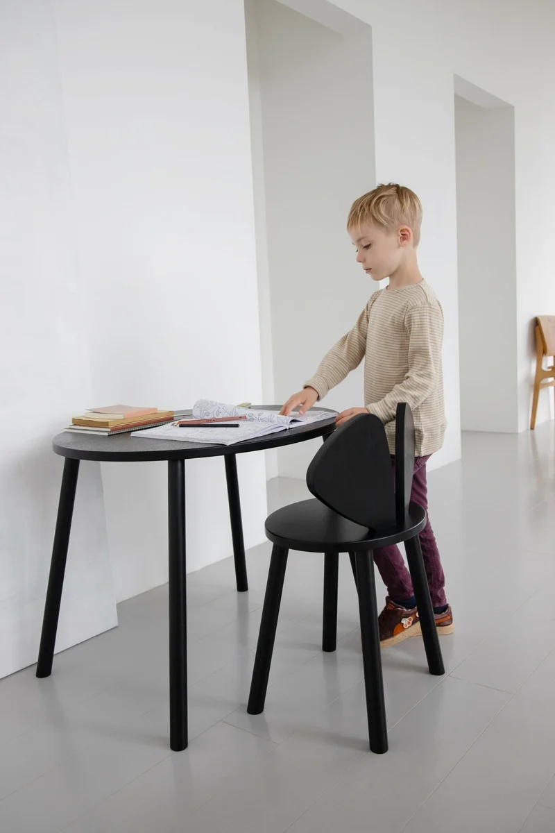 Chaise en bois pour enfant noir Mouse School - Nofred