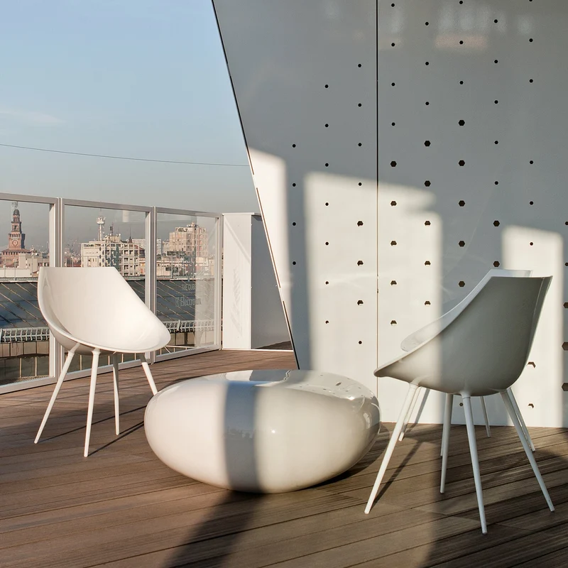 Chaise en polyuréthane et aluminium blanc Lagò - Driade