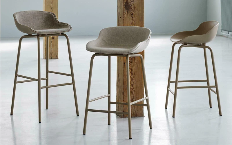 Tabouret de bar 75cm beige revêtement tissu beige Main Line Flax Hyg Sand/Main Line Flax MLF20 - Normann Copenhagen